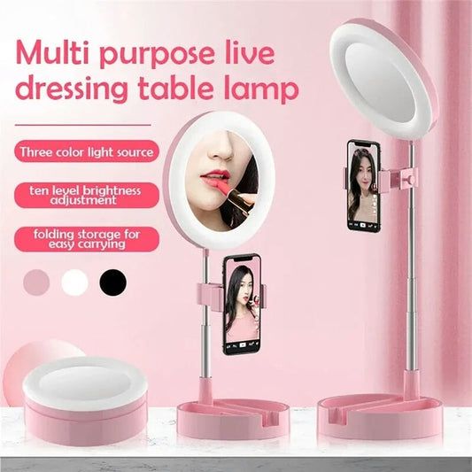 Selfie Ring Light with Makeup Mirror & Phone Holder Kit