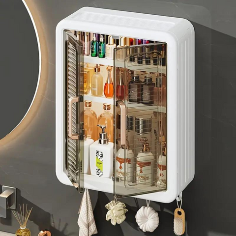 Wall Mounted Storage Cabinet - 3 Layer Punch Free Organizer Rack Wall Mounted Storage Cabinet - 3 Layer Punch Free Organizer Rack