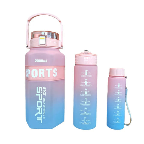 3 pcs set with Straw And Shoulder Strap double Drinking Lid Plastic Cup 3 pcs set with Straw And Shoulder Strap double Drinking Lid Plastic Cup
