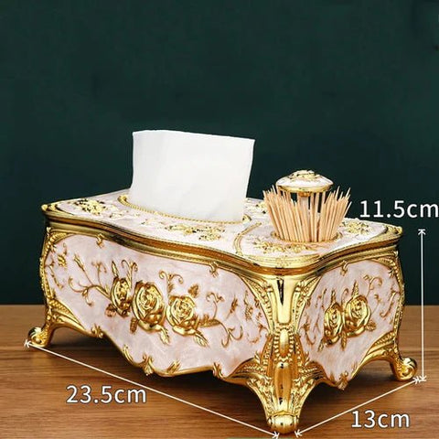 Luxury Dual-Function Tissue Box with Built-In Toothpick Dispenser Luxury Dual-Function Tissue Box with Built-In Toothpick Dispenser