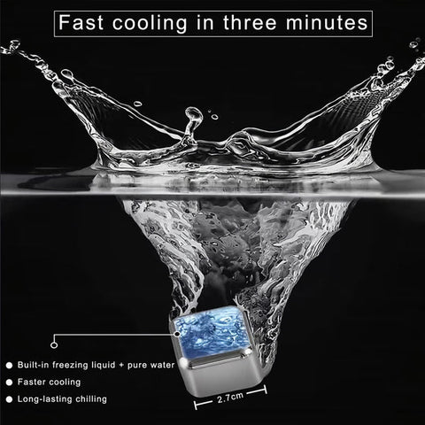 Stainless Steel Ice Cubes, Reusable Ice Cubes Set with Silicone Head Tongs and Ice Cube Trays - Pack of (8) Stainless Steel Ice Cubes, Reusable Ice Cubes Set with Silicone Head Tongs and Ice Cube Trays - Pack of (8)