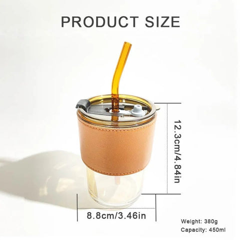 Stylish and Reusable Coffee Mug (450ml) Glass Tumbler Stylish and Reusable Coffee Mug (450ml) Glass Tumbler