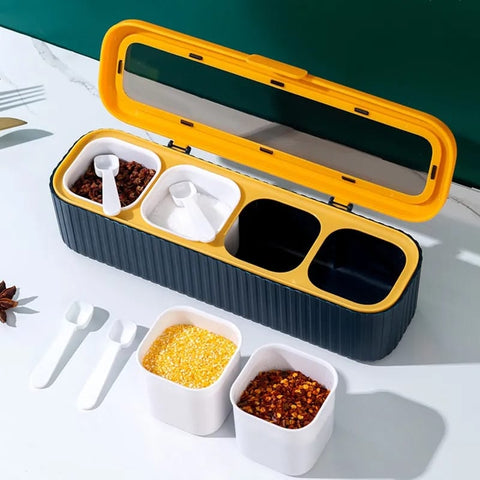 4 Grids Seasoning Storage Box With Spoon 4 Grids Seasoning Storage Box With Spoon