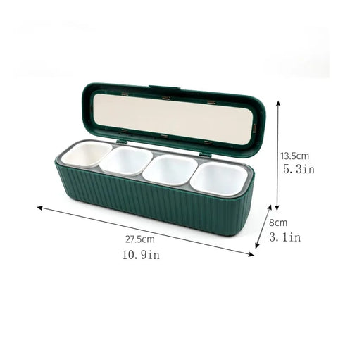 4 Grids Seasoning Storage Box With Spoon 4 Grids Seasoning Storage Box With Spoon