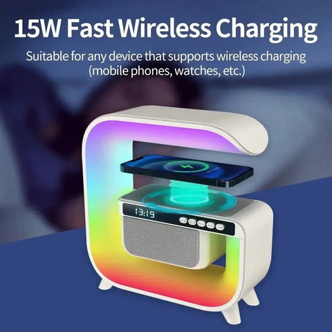 Square G Lamp, Multifunctional Bluetooth Speaker Alarm Clock, 15W Wireless Mobile Phone Charging Square G Lamp, Multifunctional Bluetooth Speaker Alarm Clock, 15W Wireless Mobile Phone Charging