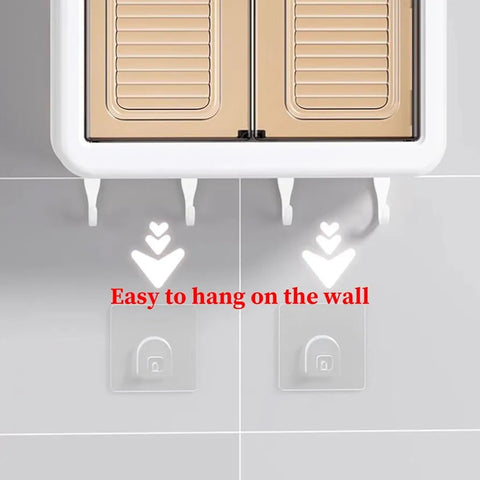 Wall Mounted Storage Cabinet - 3 Layer Punch Free Organizer Rack Wall Mounted Storage Cabinet - 3 Layer Punch Free Organizer Rack