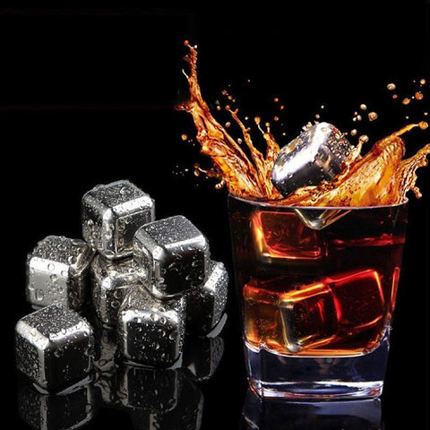 Stainless Steel Ice Cubes, Reusable Ice Cubes Set with Silicone Head Tongs and Ice Cube Trays - Pack of (8) Stainless Steel Ice Cubes, Reusable Ice Cubes Set with Silicone Head Tongs and Ice Cube Trays - Pack of (8)