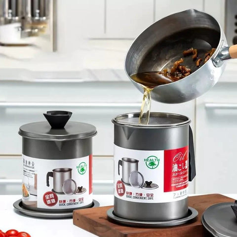 1.4L Kitchen Stainless Steel Kitchen Oil Filter Pot 1.4L Kitchen Stainless Steel Kitchen Oil Filter Pot