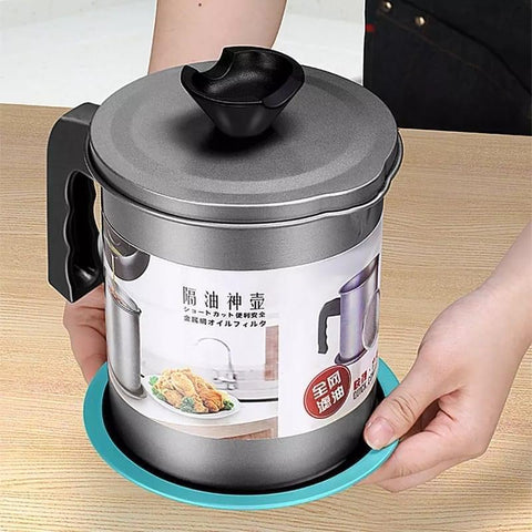1.4L Kitchen Stainless Steel Kitchen Oil Filter Pot 1.4L Kitchen Stainless Steel Kitchen Oil Filter Pot