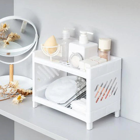 Double Layer Plastic Stroge Organizer Shelf Double Layer Plastic Stroge Organizer Shelf