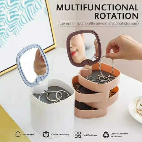 Multi-Layer Jewelry Box With Mirror Rotating Storage Box Multi-Layer Jewelry Box With Mirror Rotating Storage Box