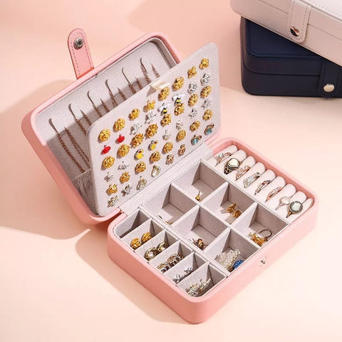 Leather Mini Jewelry Box Double Layer Leather Mini Jewelry Box Double Layer