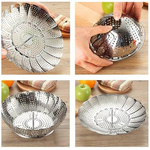 Folding Mesh Steamer Basket Steel Folding Mesh Steamer Basket Steel