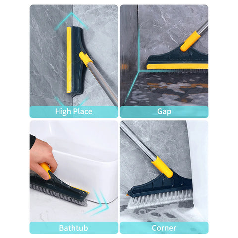 2 In 1 Floor Scrub Brush with Window Squeegee 120 Degrees Rotatable Long Handle 2 In 1 Floor Scrub Brush with Window Squeegee 120 Degrees Rotatable Long Handle