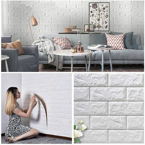 Pack Of 4 3D Foam Brick Wall Sheets Pack Of 4 3D Foam Brick Wall Sheets