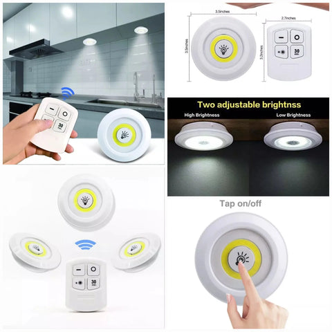 3 Pcs Wireless LED Lights Closet Lights with Remote Control 3 Pcs Wireless LED Lights Closet Lights with Remote Control