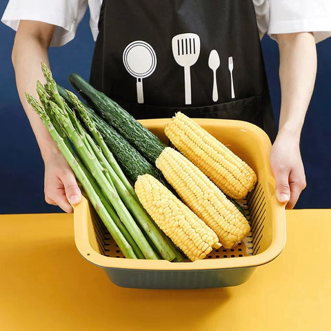 Double-Layer Drain Basket With Lid Double-Layer Drain Basket With Lid