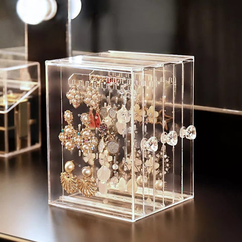 Acrylic Transparent Jewelry Storage Box And Earring Display Stand Acrylic Transparent Jewelry Storage Box And Earring Display Stand