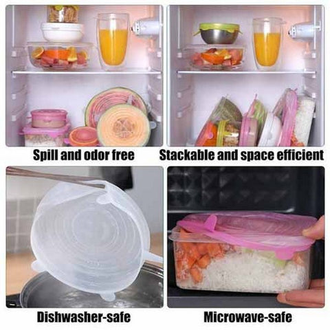 6 Pcs Silicone Covers Lid – Airtight bowl Cover Lid 6 Pcs Silicone Covers Lid – Airtight bowl Cover Lid
