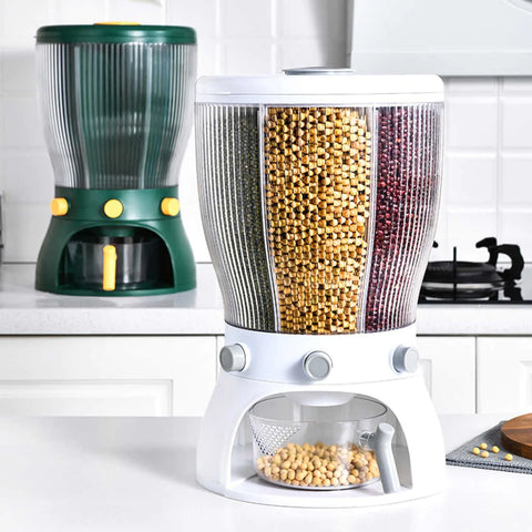 4 Partition Rotating Cereal Dispenser (10KG Capacity) 4 Partition Rotating Cereal Dispenser (10KG Capacity)