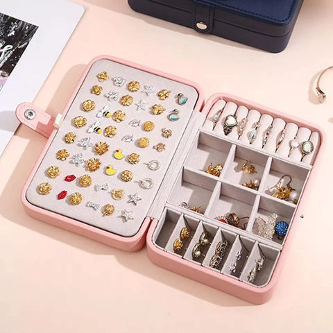 Leather Mini Jewelry Box Double Layer Leather Mini Jewelry Box Double Layer