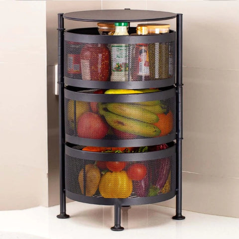 3-Tier Multifunctional Rotating Basket With Wheels 3-Tier Multifunctional Rotating Basket With Wheels