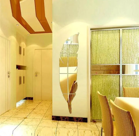 3D MIRROR WALL STICKERS FEATHER PLUME VINYL DECAL STICKER 3D MIRROR WALL STICKERS FEATHER PLUME VINYL DECAL STICKER