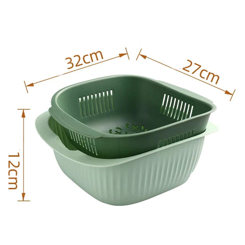 Double-Layer Drain Basket With Lid Double-Layer Drain Basket With Lid