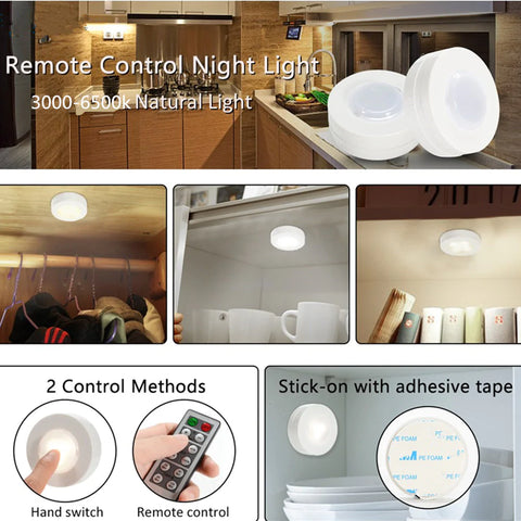 3 Pcs Wireless LED Lights Closet Lights with Remote Control 3 Pcs Wireless LED Lights Closet Lights with Remote Control