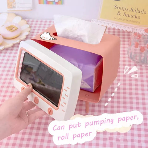 Creative Tv Tissue Box Holder With Phone Holder Creative Tv Tissue Box Holder With Phone Holder