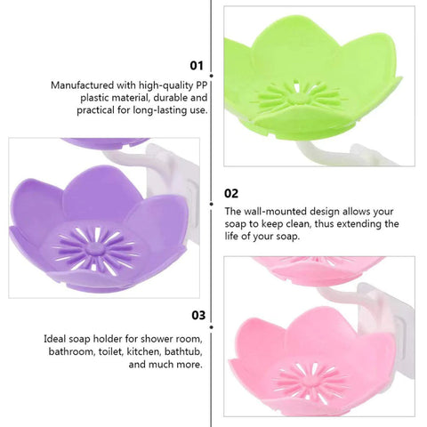 Wall- Mounted Drain Soap Box Double Layer Flower Shaped Wall- Mounted Drain Soap Box Double Layer Flower Shaped