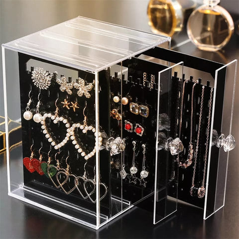 Acrylic Transparent Jewelry Storage Box And Earring Display Stand Acrylic Transparent Jewelry Storage Box And Earring Display Stand