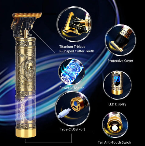 Branded T9 Vintage Beard Trimmer Professional Hair Cut Shaving Machine USB Rechargeable Wireless Branded T9 Vintage Beard Trimmer Professional Hair Cut Shaving Machine USB Rechargeable Wireless