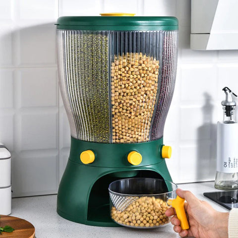 4 Partition Rotating Cereal Dispenser (10KG Capacity) 4 Partition Rotating Cereal Dispenser (10KG Capacity)