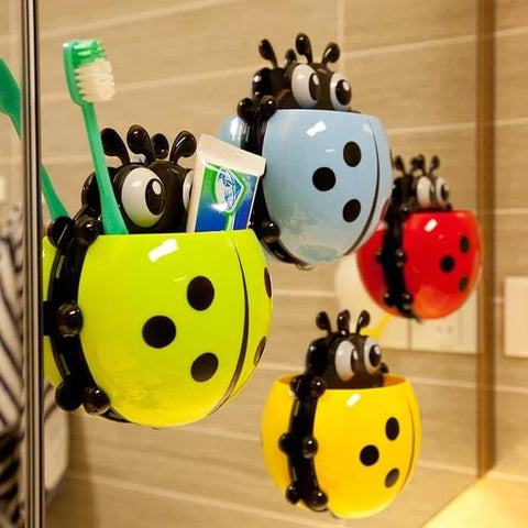 Creative Cute Cartoon Ladybug Mount Toothbrush Toothpaste Holder Creative Cute Cartoon Ladybug Mount Toothbrush Toothpaste Holder