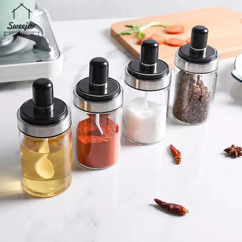 6 Pcs Condiment Spice Jars Revolving Base 6 Pcs Condiment Spice Jars Revolving Base