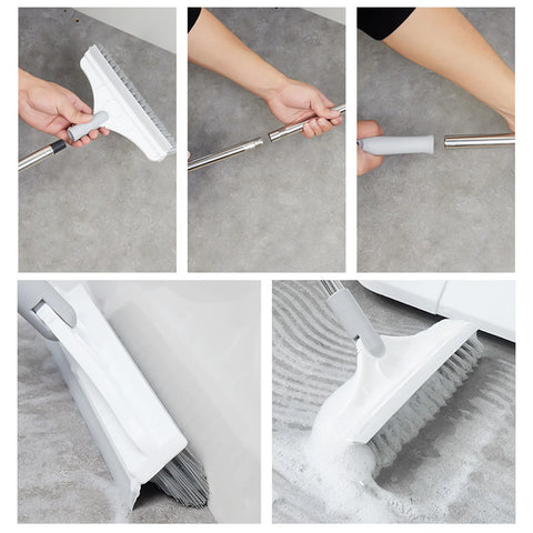 2 In 1 Floor Scrub Brush with Window Squeegee 120 Degrees Rotatable Long Handle 2 In 1 Floor Scrub Brush with Window Squeegee 120 Degrees Rotatable Long Handle