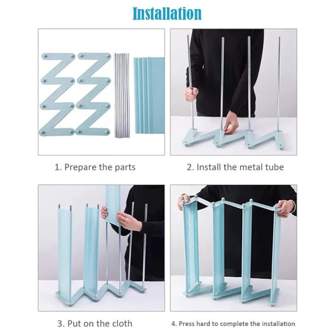 Plastic Shoe Rack 4-Shelf Organizer - Steel Rods & Fabric Layer Plastic Shoe Rack 4-Shelf Organizer - Steel Rods & Fabric Layer