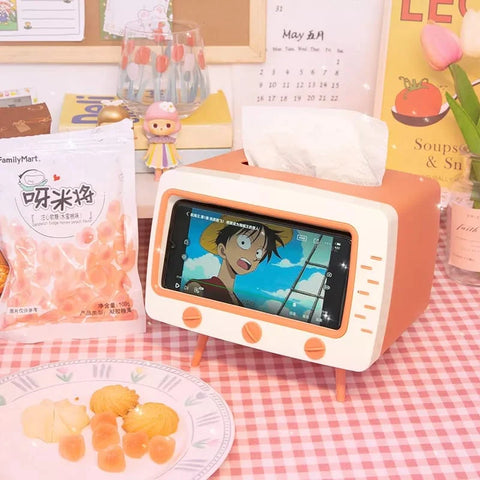 Creative Tv Tissue Box Holder With Phone Holder Creative Tv Tissue Box Holder With Phone Holder