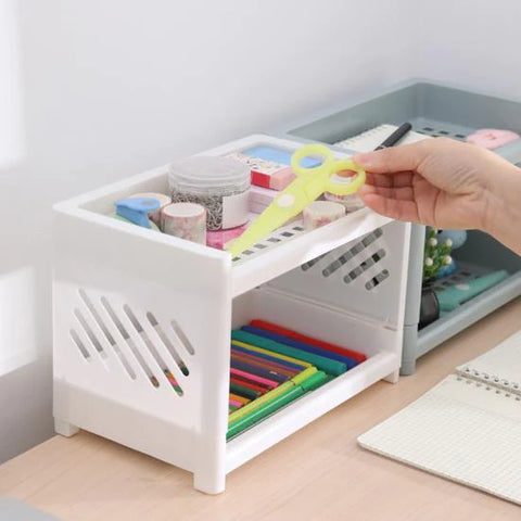 Double Layer Plastic Stroge Organizer Shelf Double Layer Plastic Stroge Organizer Shelf