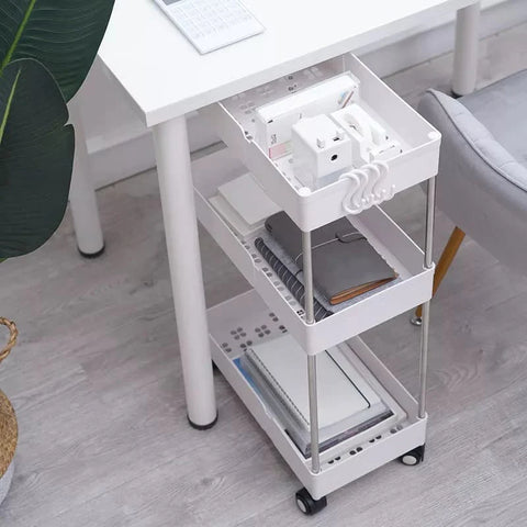 4 Tier Slim Storage Cart Kitchen Bathroom Mobile Shelving with Moving Wheels 4 Tier Slim Storage Cart Kitchen Bathroom Mobile Shelving with Moving Wheels