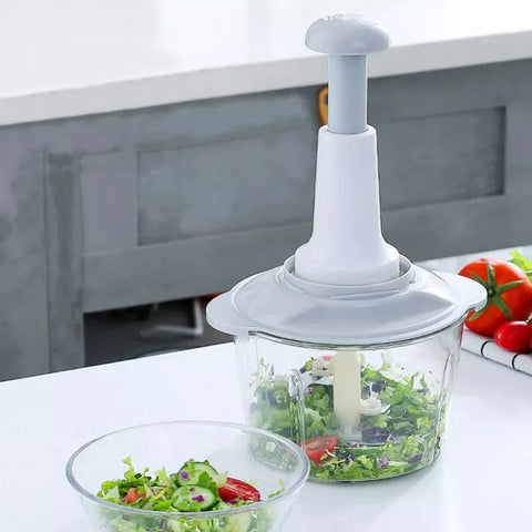 Manual Food Chopper, 1500ML Speedy With 4 Curved Stainless Steel Blades Manual Food Chopper, 1500ML Speedy With 4 Curved Stainless Steel Blades
