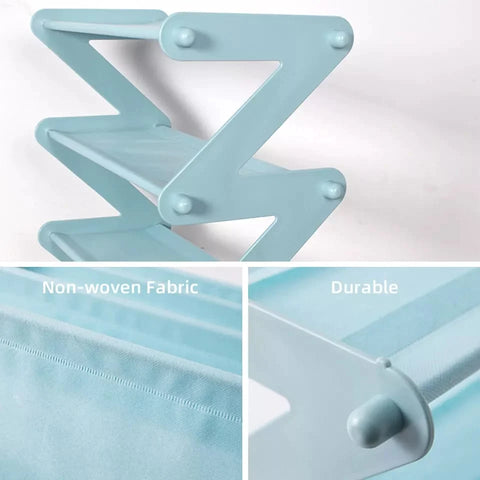 Plastic Shoe Rack 4-Shelf Organizer - Steel Rods & Fabric Layer Plastic Shoe Rack 4-Shelf Organizer - Steel Rods & Fabric Layer
