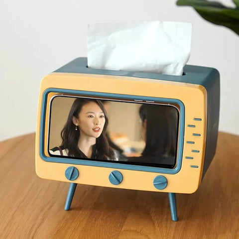 Creative Tv Tissue Box Holder With Phone Holder Creative Tv Tissue Box Holder With Phone Holder