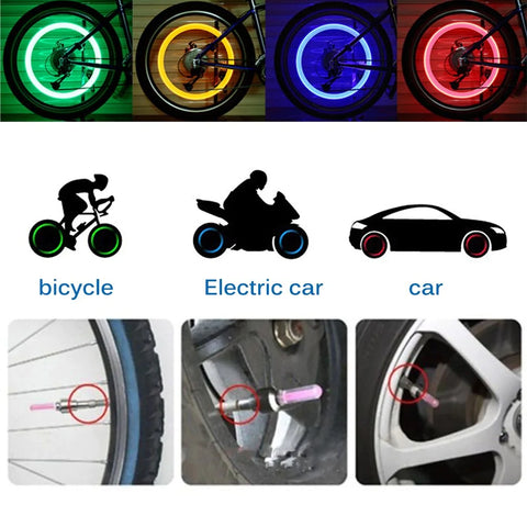2 Pcs Car Wheel LED Light, Motorcycle Bike Tire Vale Cap 2 Pcs Car Wheel LED Light, Motorcycle Bike Tire Vale Cap