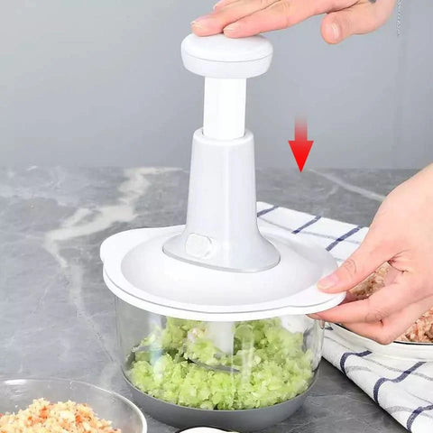 Manual Food Chopper, 1500ML Speedy With 4 Curved Stainless Steel Blades Manual Food Chopper, 1500ML Speedy With 4 Curved Stainless Steel Blades