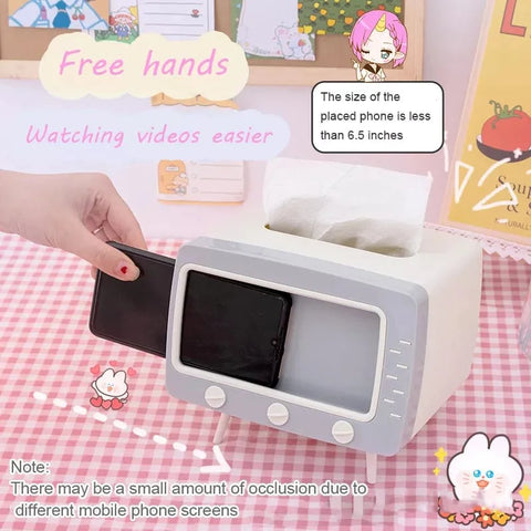 Creative Tv Tissue Box Holder With Phone Holder Creative Tv Tissue Box Holder With Phone Holder