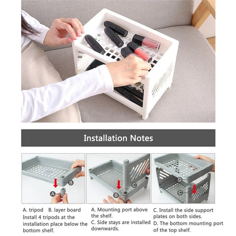 Double Layer Plastic Stroge Organizer Shelf Double Layer Plastic Stroge Organizer Shelf