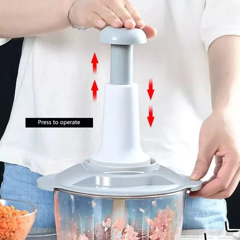 Manual Food Chopper, 1500ML Speedy With 4 Curved Stainless Steel Blades Manual Food Chopper, 1500ML Speedy With 4 Curved Stainless Steel Blades