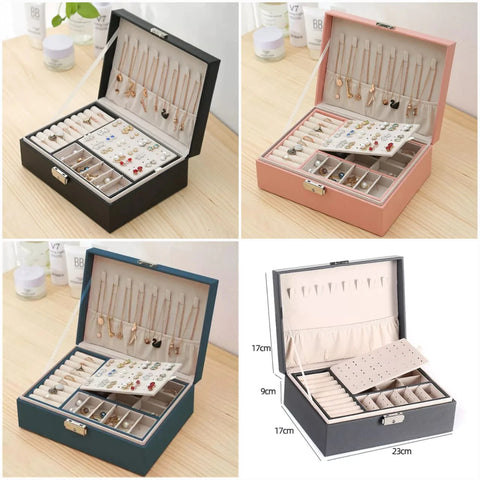 Premium Leather Jewelry Box Double Layer Storage Premium Leather Jewelry Box Double Layer Storage